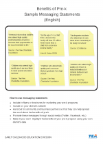 Image of a document with sample messaging statements about the benefits of pre-k